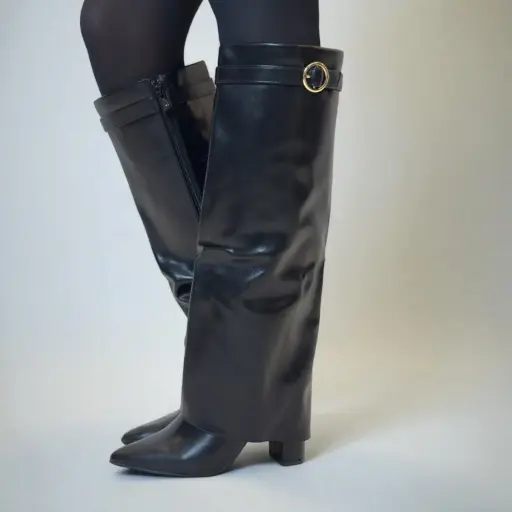 Bottes Hautes Détails Doré 