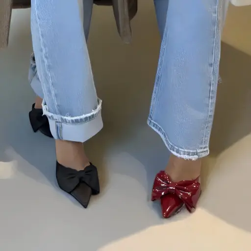 Escarpins À Nœud Satiné